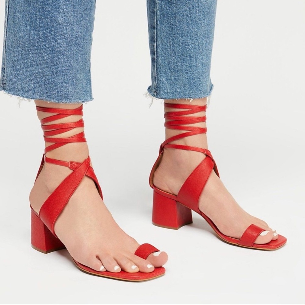Free People Red Strappy Sandals